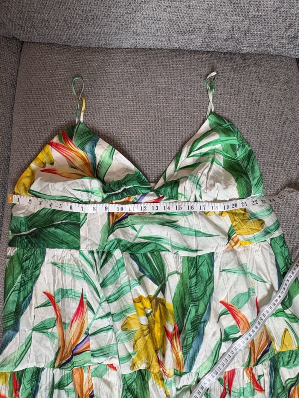 H&M Floral Tiered Maxi Dress XXL V-Neck Summer Sleeveless Viscose Blend - Picture 12 of 13